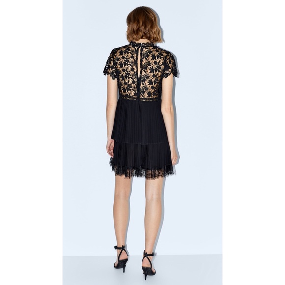 NWOT Zara Black Lace Pleated Layer Skirt Dress Party - Picture 3 of 8